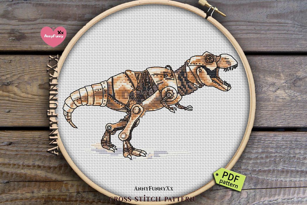 Steampunk T-Rex - PDF Cross Stitch Pattern