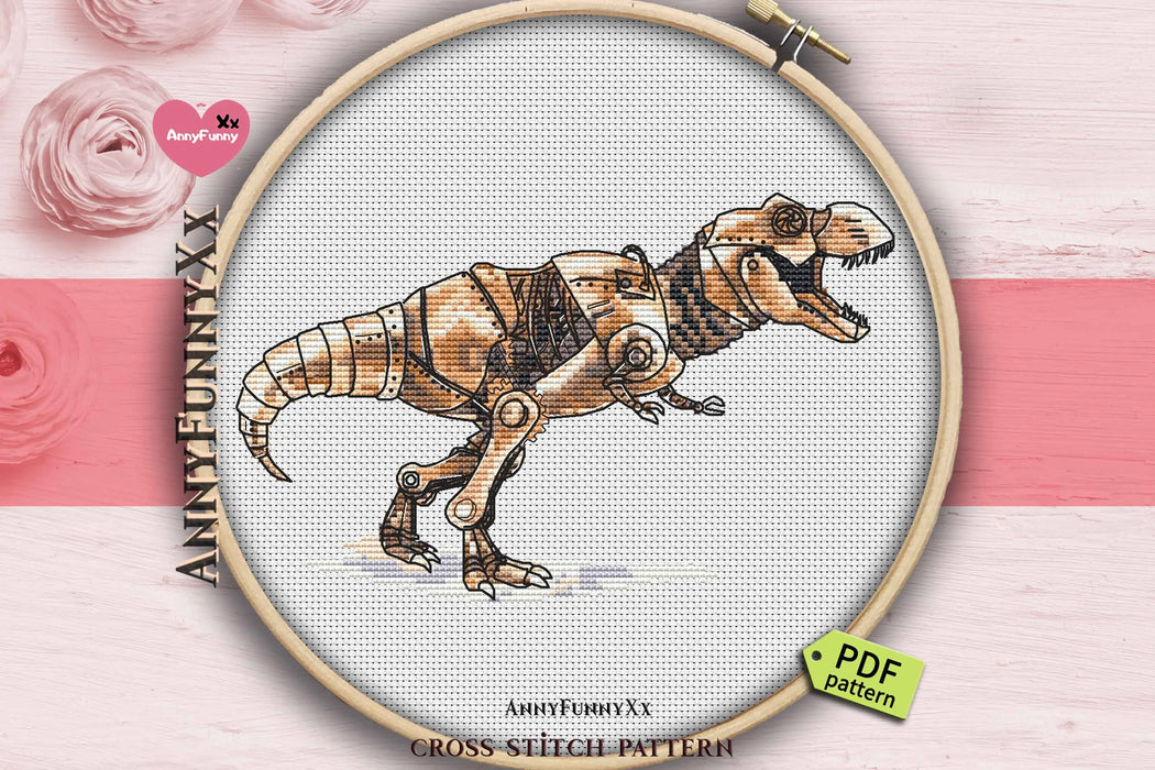 Steampunk T-Rex - PDF Cross Stitch Pattern