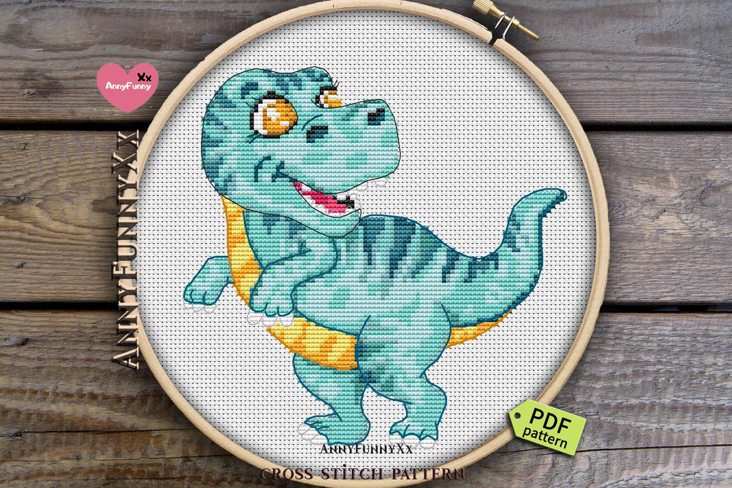 Funny dinosaur Tracks - PDF Cross Stitch Pattern