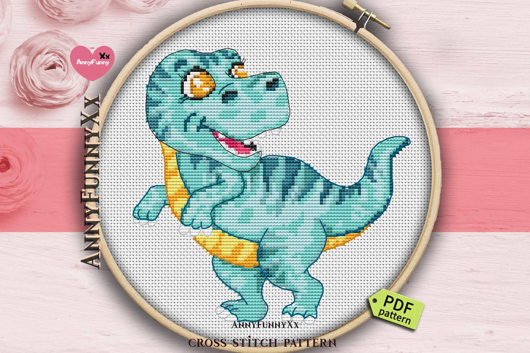 Funny dinosaur Tracks - PDF Cross Stitch Pattern