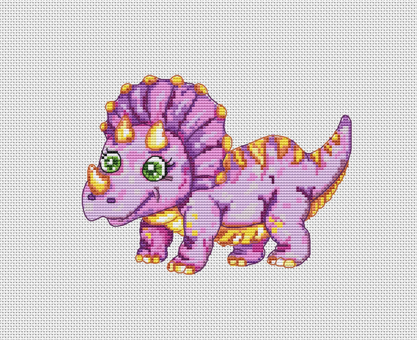 Funny dinosaur Triceratops - PDF Cross Stitch Pattern