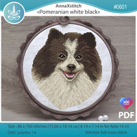 Pomeranian white black - PDF Cross Stitch Pattern