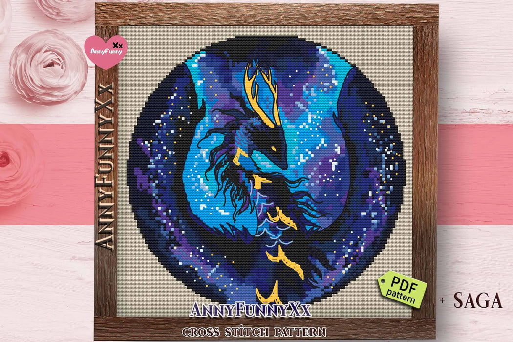 Blue dragon. Takeoff - PDF Cross Stitch Pattern