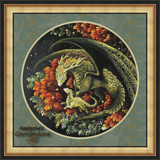 Dragons. Autumn walk - PDF Counted Cross Stitch Pattern - Wizardi