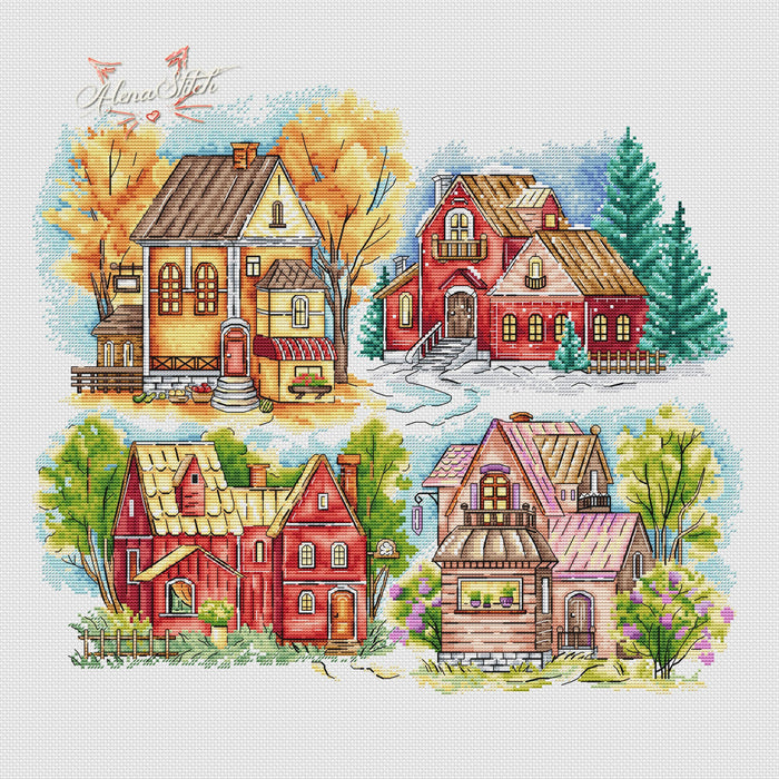 Dream houses - PDF Cross Stitch Pattern - Wizardi