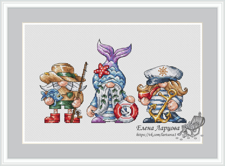 Dwarfs Fishermen - PDF Cross Stitch Pattern - Wizardi