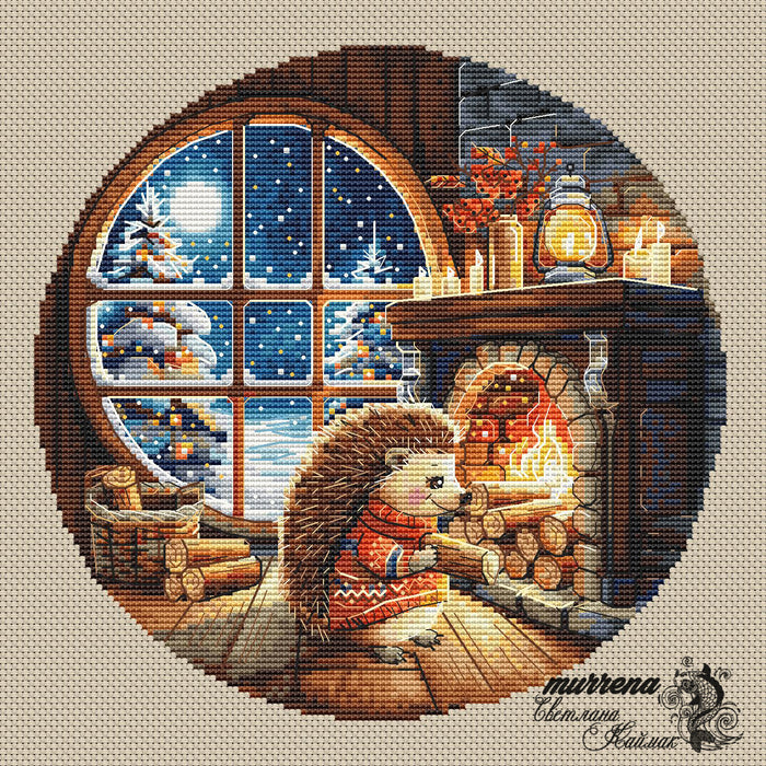 By the Fireplace - PDF Cross Stitch Pattern