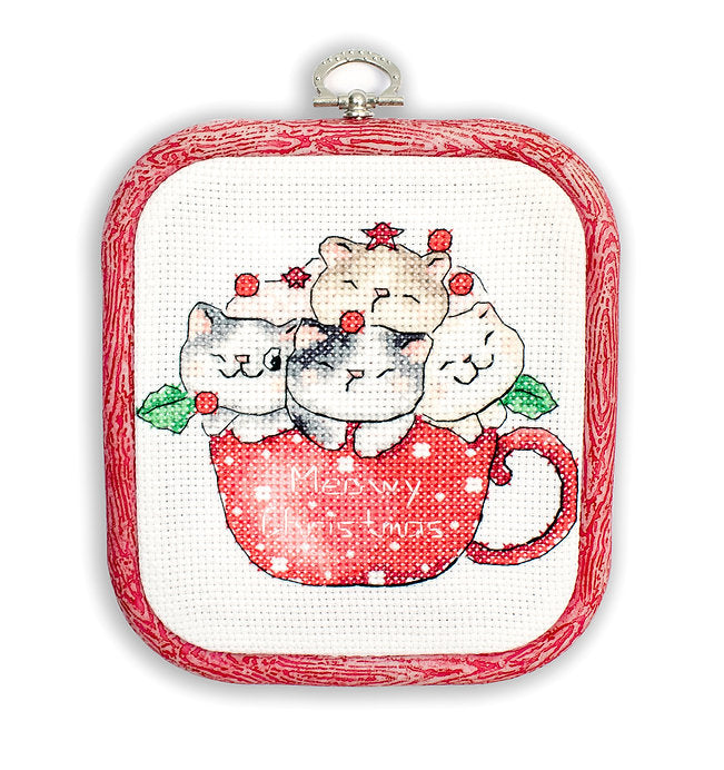 Meowy Christmas with hoop included L8080 Counted Cross Stitch Kit