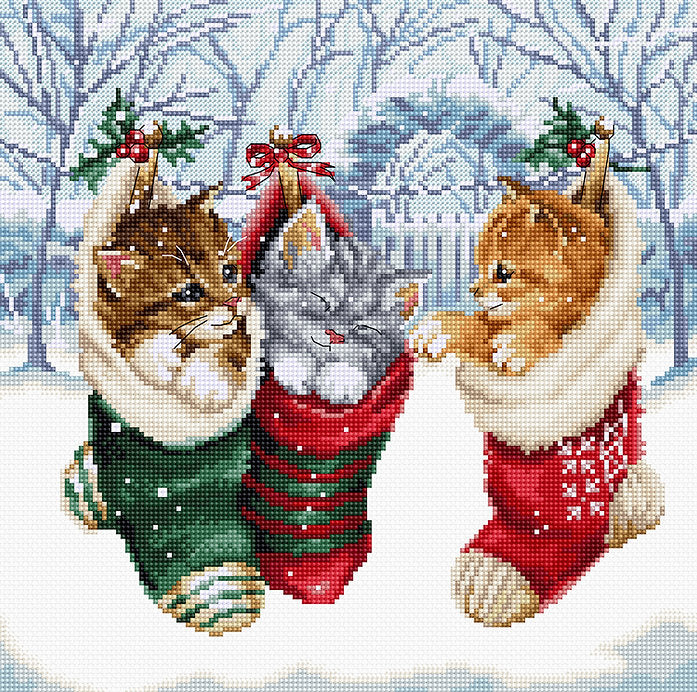 Snowy Kitties L8087 Counted Cross Stitch Kit