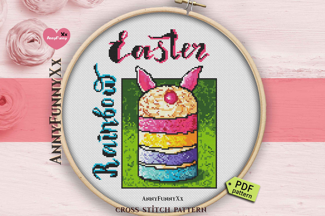 Rainbow Easter cupcake - PDF Cross Stitch Pattern