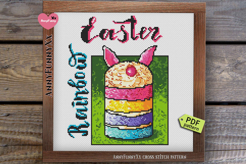 Rainbow Easter cupcake - PDF Cross Stitch Pattern