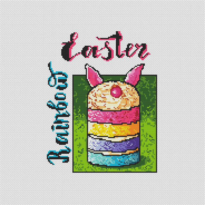 Rainbow Easter cupcake - PDF Cross Stitch Pattern