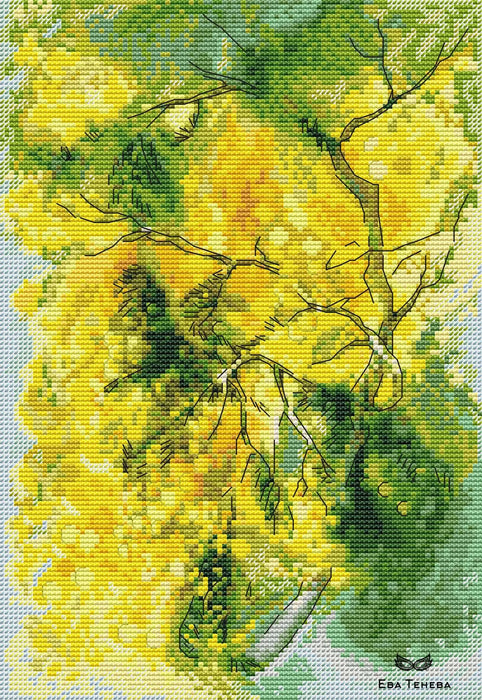 Watercolor mimosa - PDF Cross Stitch Pattern