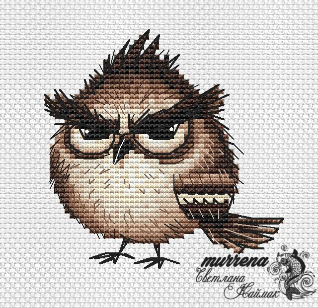 Puffed Owl - PDF Cross Stitch Pattern