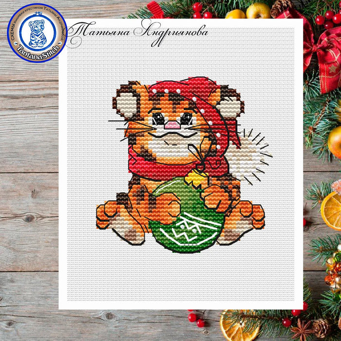 A tiger cub and a ball - PDF Cross Stitch Pattern