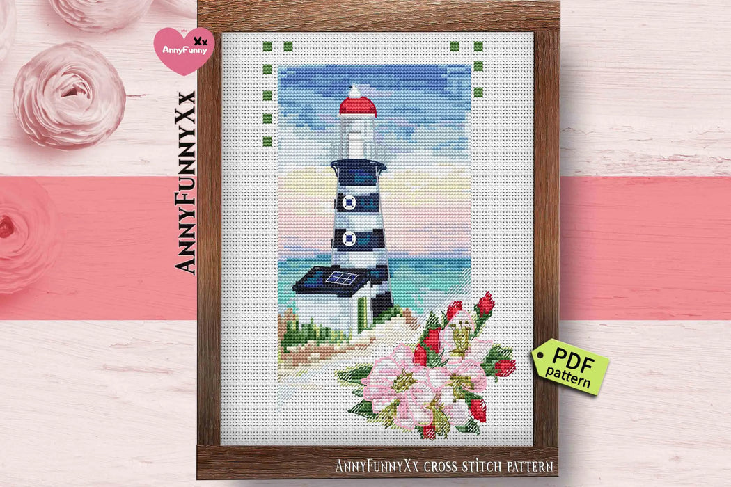 Lighthouse with Rosehip - PDF Cross Stitch Pattern