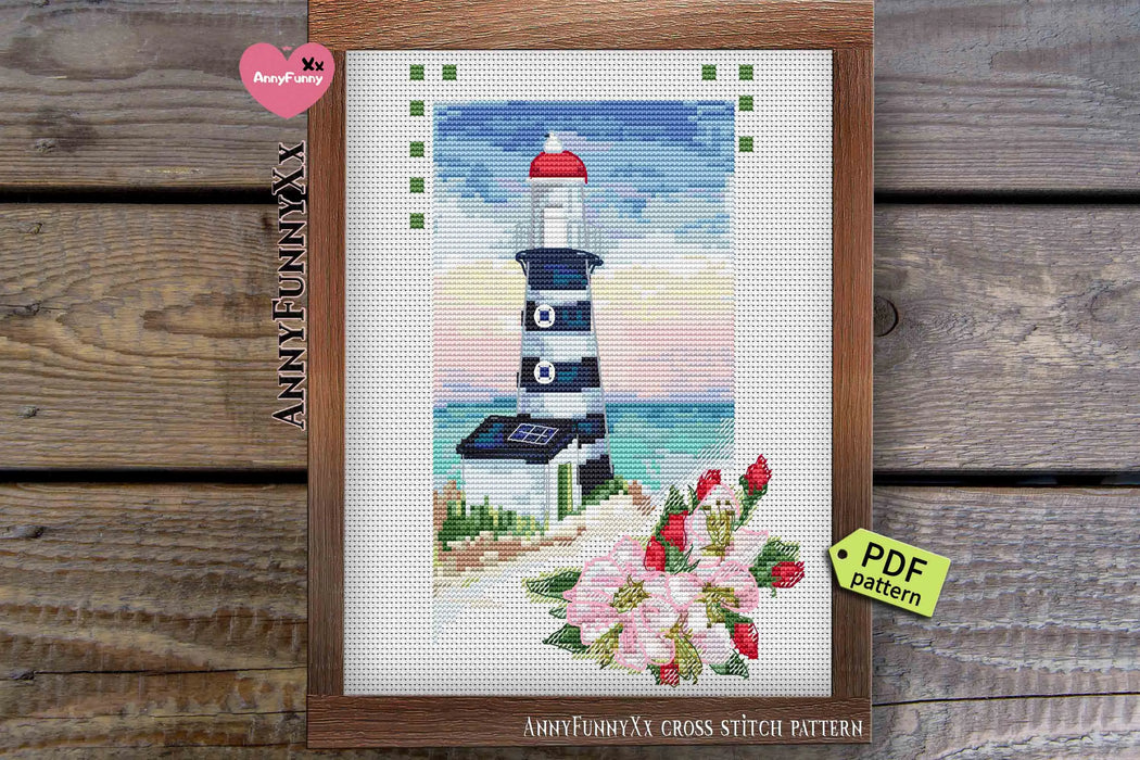 Lighthouse with Rosehip - PDF Cross Stitch Pattern