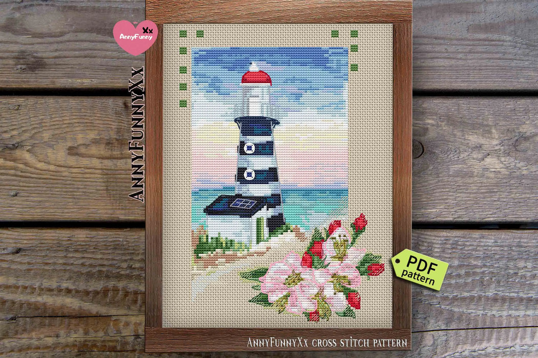 Lighthouse with Rosehip - PDF Cross Stitch Pattern