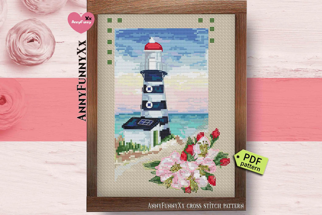 Lighthouse with Rosehip - PDF Cross Stitch Pattern