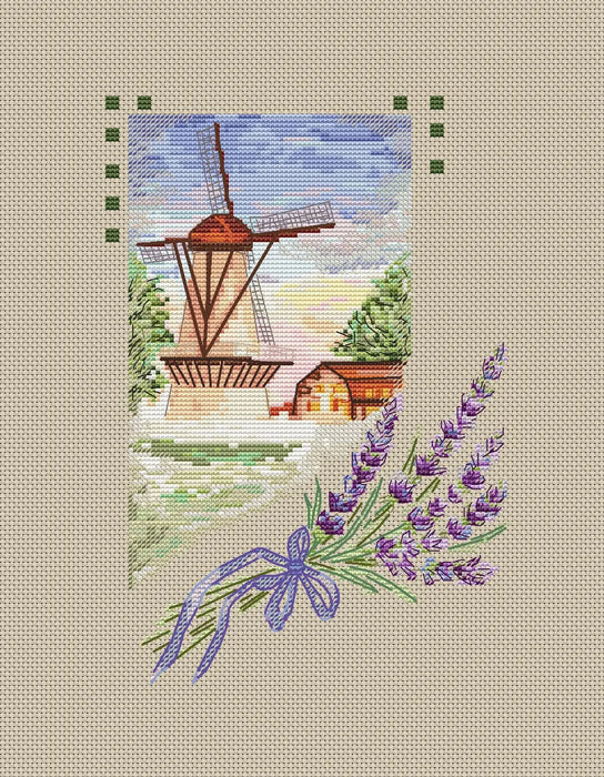 Mill in Lilac - PDF Cross Stitch Pattern