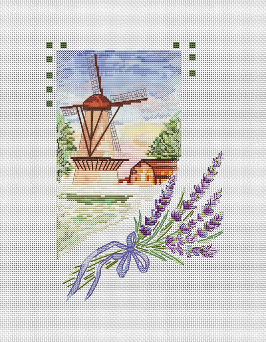 Mill in Lilac - PDF Cross Stitch Pattern