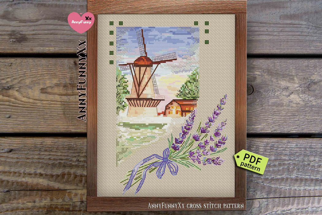 Mill in Lilac - PDF Cross Stitch Pattern