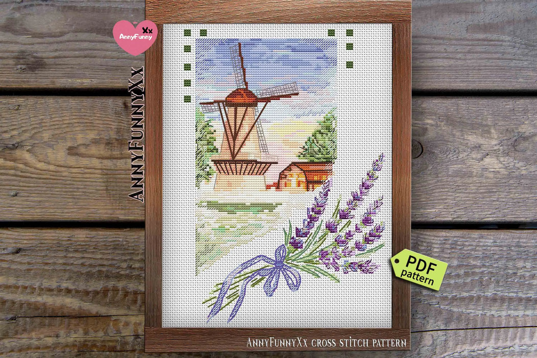 Mill in Lilac - PDF Cross Stitch Pattern