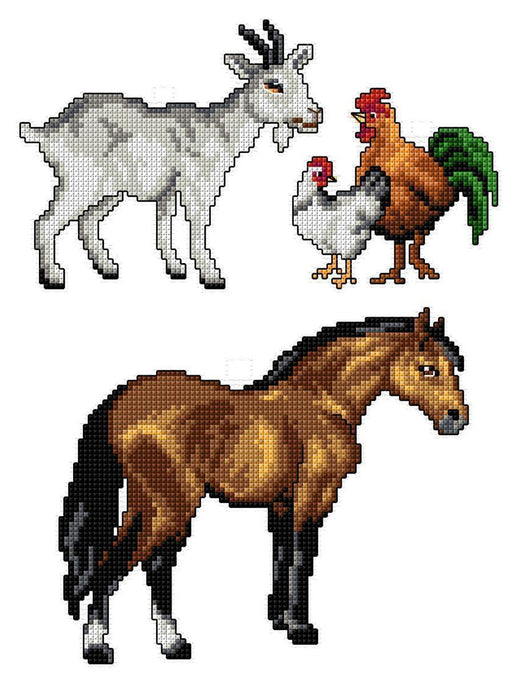 "Farm Animals" 128CS Counted Cross-Stitch Kit - Wizardi