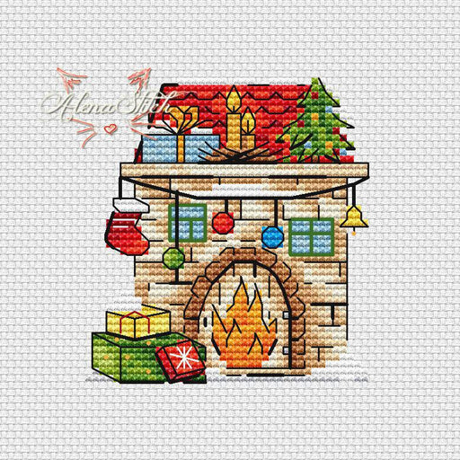 Fireplace - PDF Cross Stitch Pattern - Wizardi