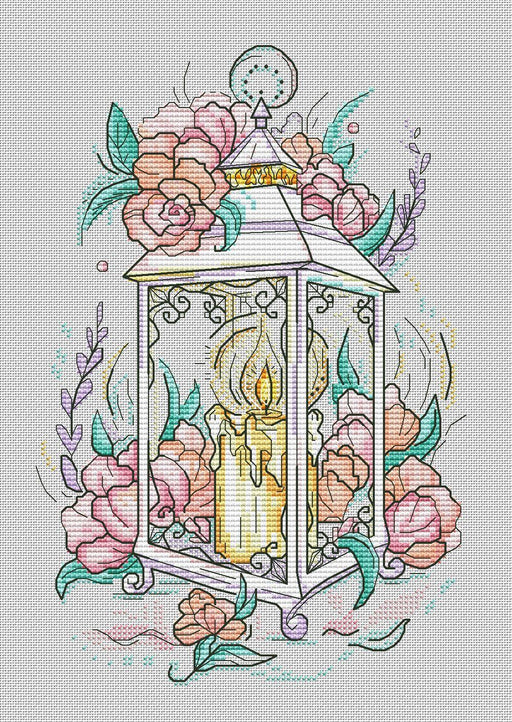 Flower Lantern - PDF Cross Stitch Pattern - Wizardi