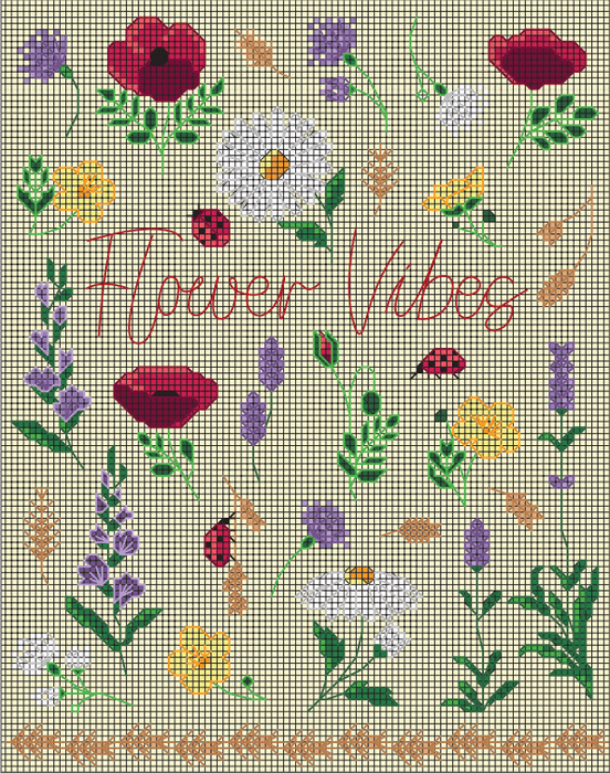 Flower Vibes - PDF Free Cross Stitch Pattern - Wizardi