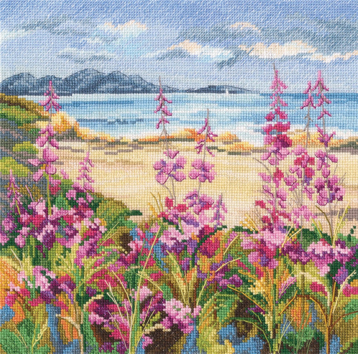 Flowers by a mountain lake M976 Counted Cross Stitch Kit - Wizardi