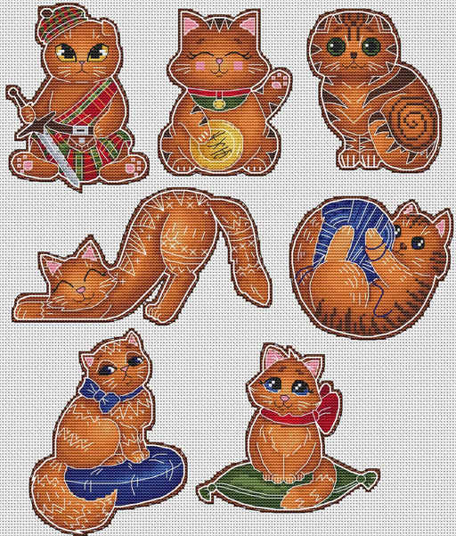 Gingerbread cats - PDF Cross Stitch Pattern - Wizardi