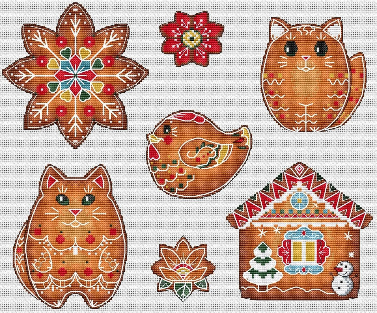 Gingerbread cookies - PDF Cross Stitch Pattern - Wizardi
