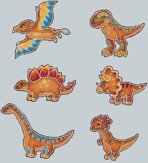 Gingerbread Dinosaurs - PDF Cross Stitch Pattern - Wizardi