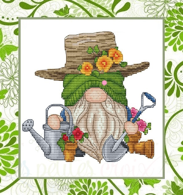 Gnome Gardener - PDF Cross Stitch Pattern - Wizardi