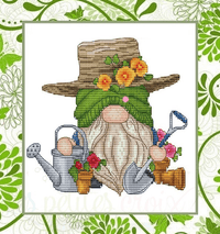 Gnome Gardener - PDF Cross Stitch Pattern - Wizardi