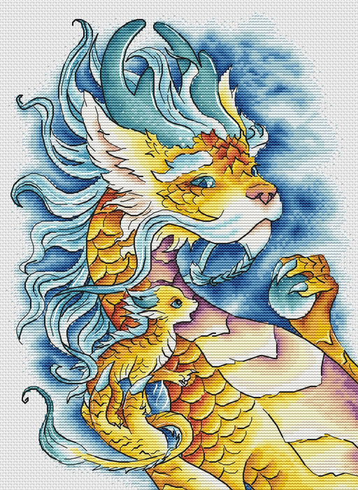 Grandfather Dragon - PDF Cross Stitch Pattern - Wizardi