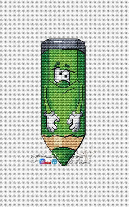 Green Pencil - PDF Cross Stitch Pattern - Wizardi