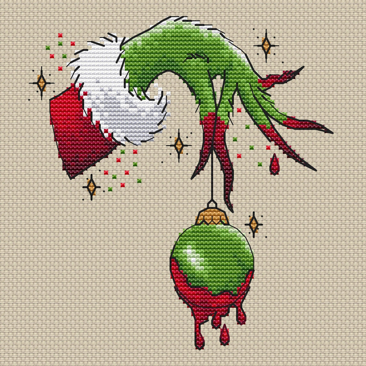 Happy New Grinch - PDF Cross Stitch Pattern - Wizardi