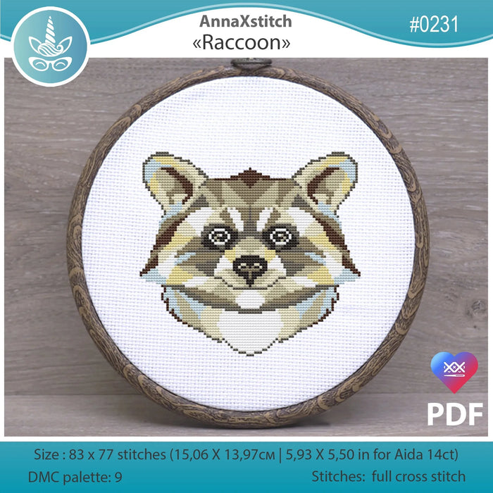 Raccoon - PDF Cross Stitch Pattern