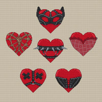 Hot Hearts - PDF Cross Stitch Pattern - Wizardi