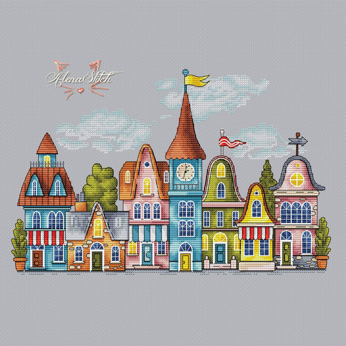 Houses of happiness - PDF Cross Stitch Pattern - Wizardi