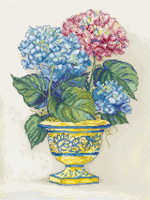 Hydrangea Blooms L8065 Counted Cross Stitch Kit - Wizardi