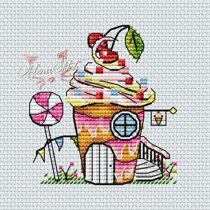 Ice cream - PDF Cross Stitch Pattern - Wizardi