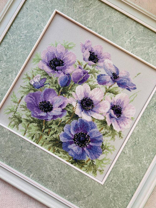 Purple Anemones 2176R Counted Cross Stitch Kit - Wizardi