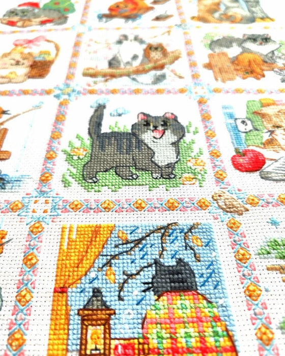 Cat Calendar 2136R Counted Cross Stitch Kit - Wizardi