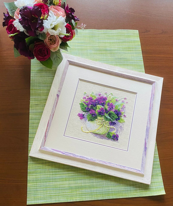 Violets in a Pot R2091 Counted Cross Stitch Kit