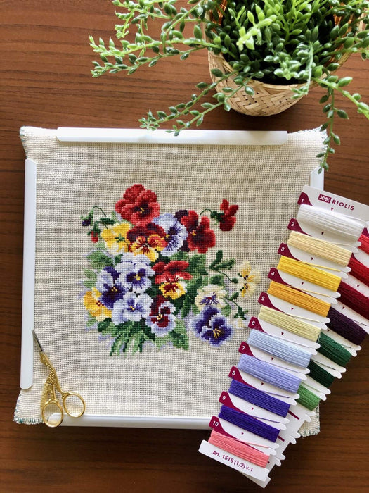 Pansy Medley  R1516 Counted Cross Stitch Kit