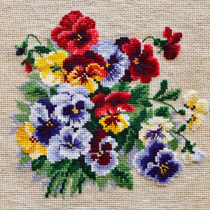 Pansy Medley  R1516 Counted Cross Stitch Kit